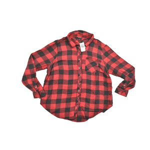NEW Torrid Plus Size 1 Red & Black Plaid Rayon Blend Flannel Shirt Plaid Pocket